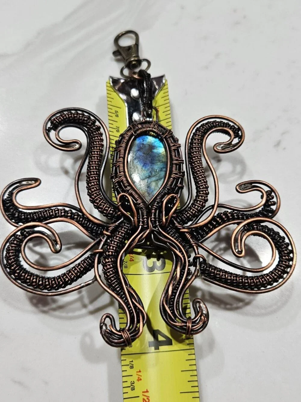 Hand-crafted Labradorite Octopus Charm/Pendant